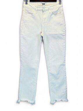 Paige Cindy Crop White Jeans Fray Hem Mid-Rise Women’s Size 26
